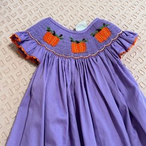 Smocked or not pumpkin girls dress